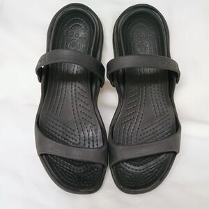 Crocs Cleo Sandals Open Toe Slides Strapes Women's 9 Black